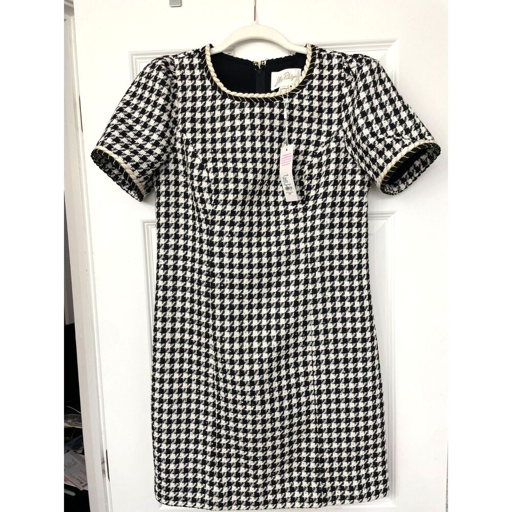 NWT Lilly Pulitzer Doriane Boucle Shift Sequin Houndstooth dress Sz 4 - Picture 2 of 6